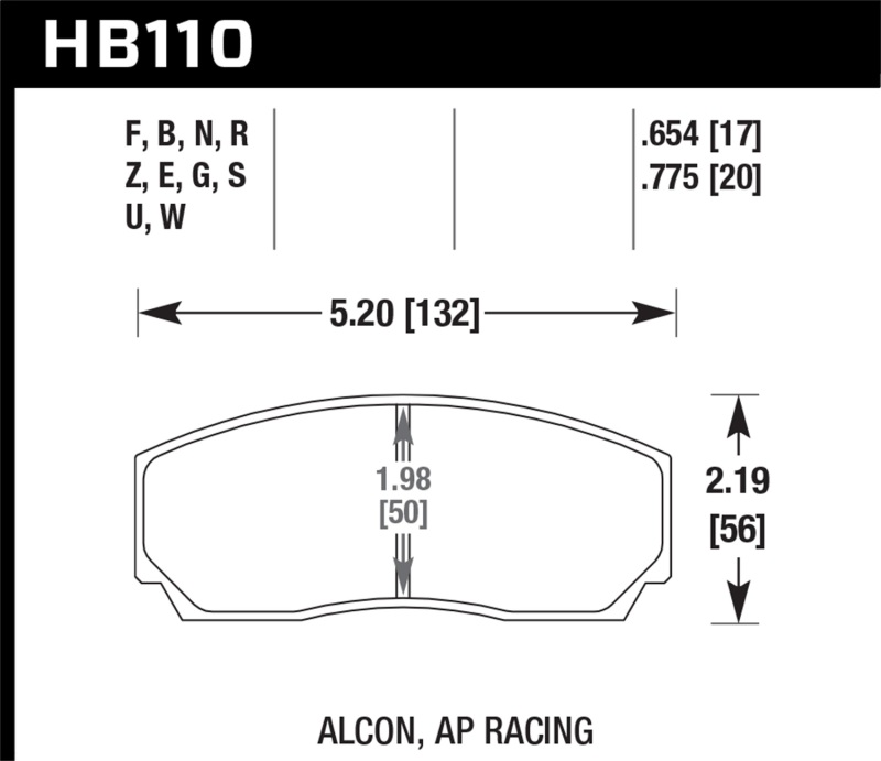 Hawk AP CP3307 / CP5040-5S4 / CP5200 (SC250) Caliper HT-10 Race Brake Pads - HB110S.654