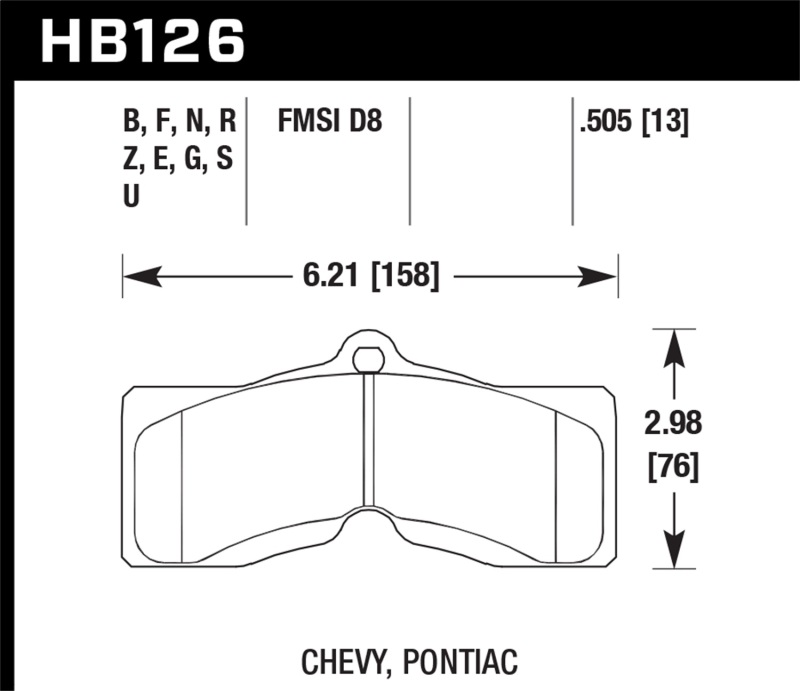 Hawk 1967-1968 Chevy Camaro Z28 (w/4w Disc Brakes) HPS 5.0 Front Brake Pads - HB126B.505