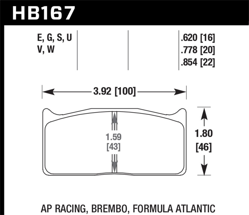 Hawk Brembo 16mm DTC-60 Race Brake Pad Sets - HB167G.620