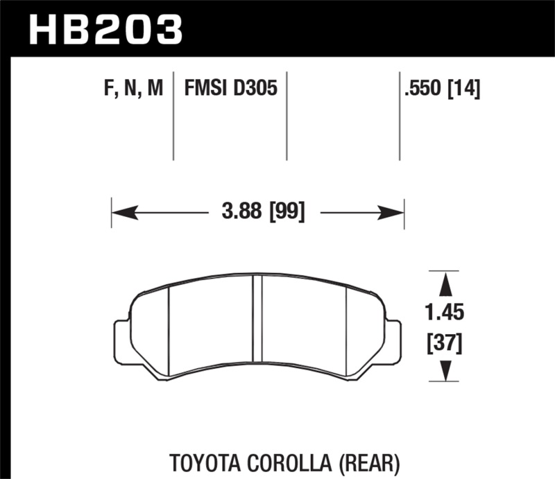 Hawk 87 Toyota Corolla FX16 / 85-87 Corolla GTS Rear Black Race Brake Pads - HB203M.550