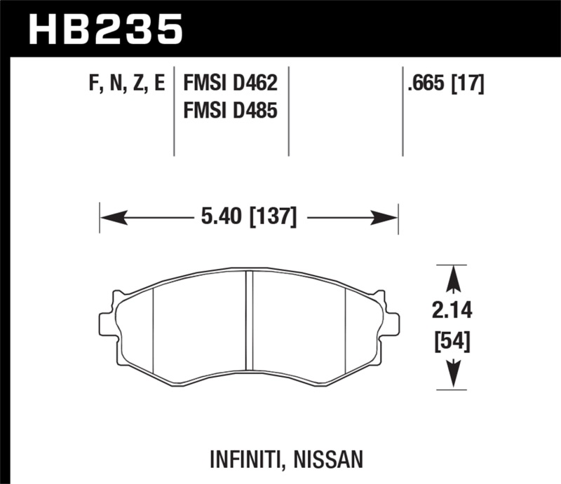 Hawk 91-96 Infiniti G20/ Nissan 240SX/ Sentra HP+ Street Front Brake Pads - HB235N.665