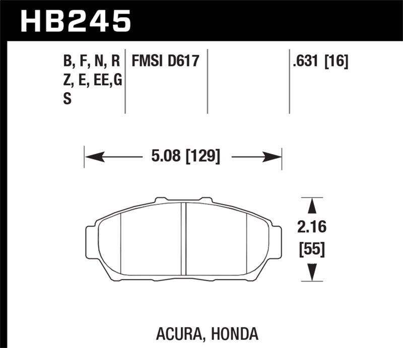 Hawk 94-01 Acura Integra (excl Type R) Performance Ceramic  Street Front Brake Pads - HB245Z.631