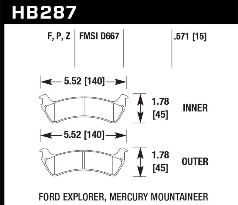 Hawk Performance Ceramic Street Brake Pads - HB287Z.571