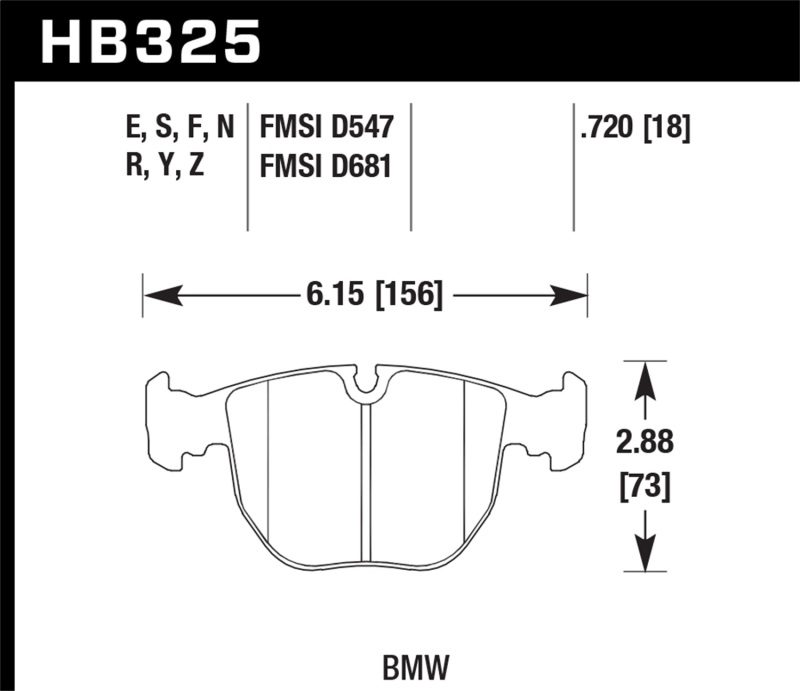 Hawk 01-03 BMW 530I 3.0L / 97-03 BMW 540I 4.4L / 96-01 740I 4.4L / 00-03 M5 5.0L / 01-06 M5 3.0L/4.4 - HB325Z.720