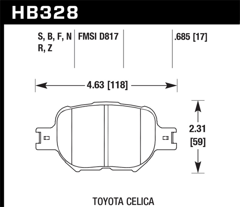 Hawk 01-05 Celica GT/GT-S/05-08 tC HP+ Street Front Brake Pads - HB328N.685