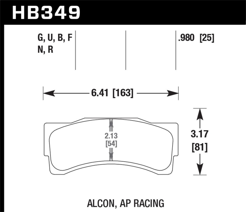 Hawk HP Plus AP Racing/Alcon 25mm Brake Pads - HB349N.980