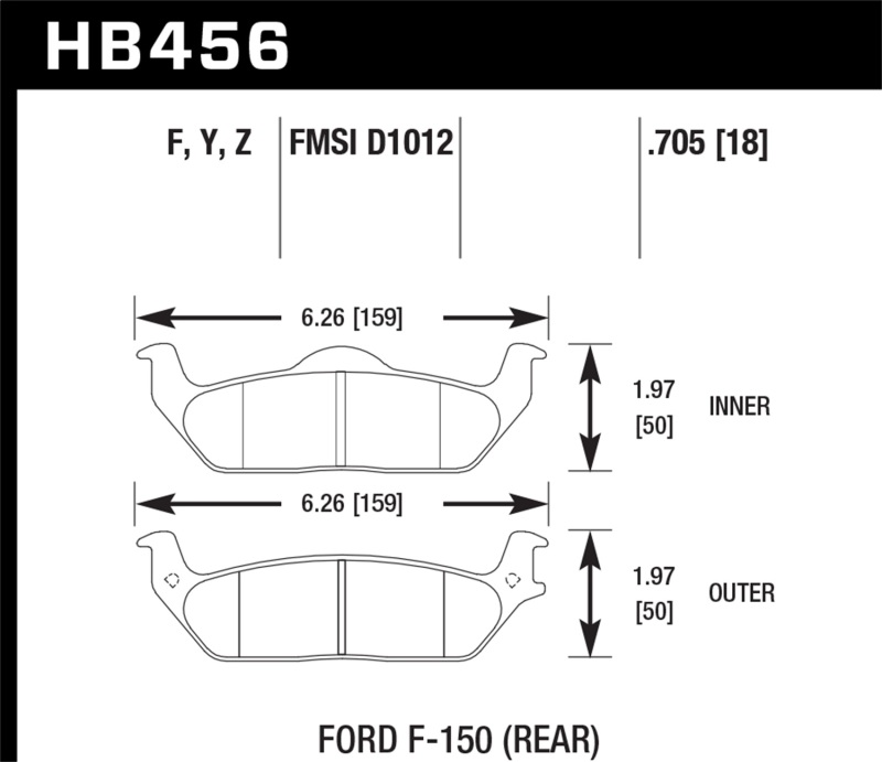 Hawk 04-11 Ford F-150 /  06-08 Lincoln Mark LT Rear LTS Street Brake Pads - HB456Y.705