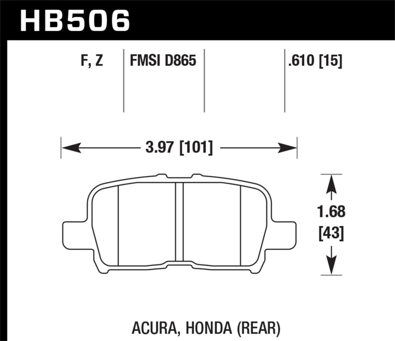 Hawk Honda Odyssey Performance Ceramic Street Rear Brake Pads - HB506Z.610