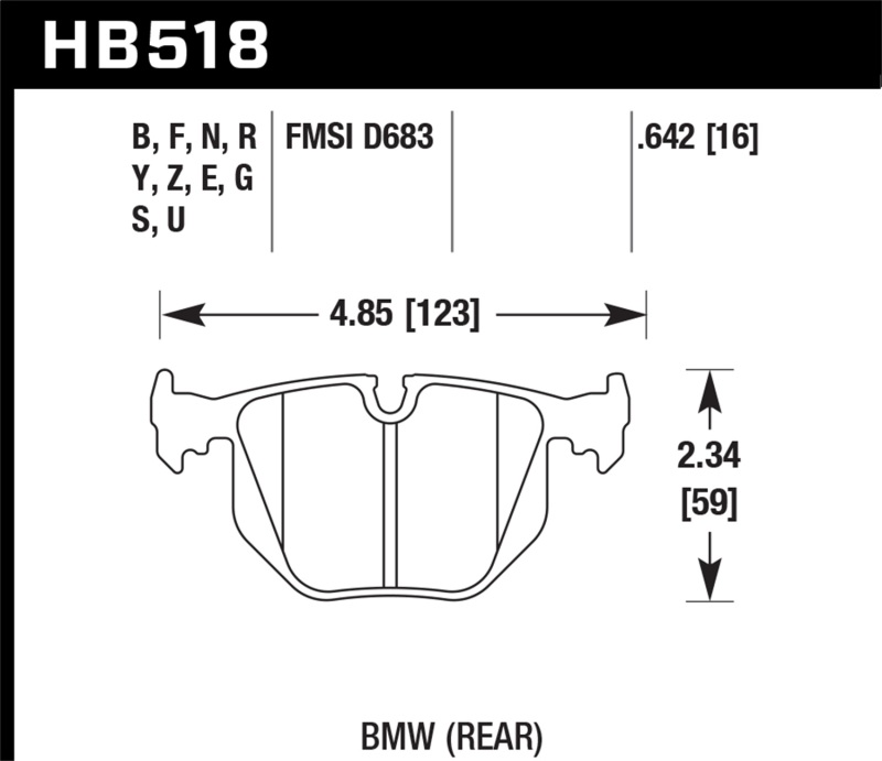 Hawk 01-06 BMW 330 / 97-01 740I / 96-01 750IL / 03-06 BMW M3 / 00-03 M5 / 00-06 X5 / 06-08 Z4 / 03-0 - HB518Z.642