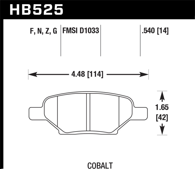 Hawk Chevy Cobalt D1033 Ceramic Street Rear Brake Pads - HB525Z.540