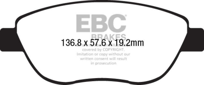 EBC 14-17 Fiat 500 Redstuff Ceramic Low Dust Front Brake Pads - DP32212C
