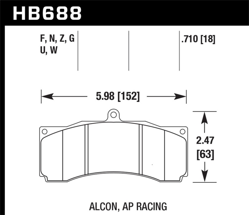 Hawk Alcon / AP Racing / Baer HP Plus Street Brake Pads - HB688N.710