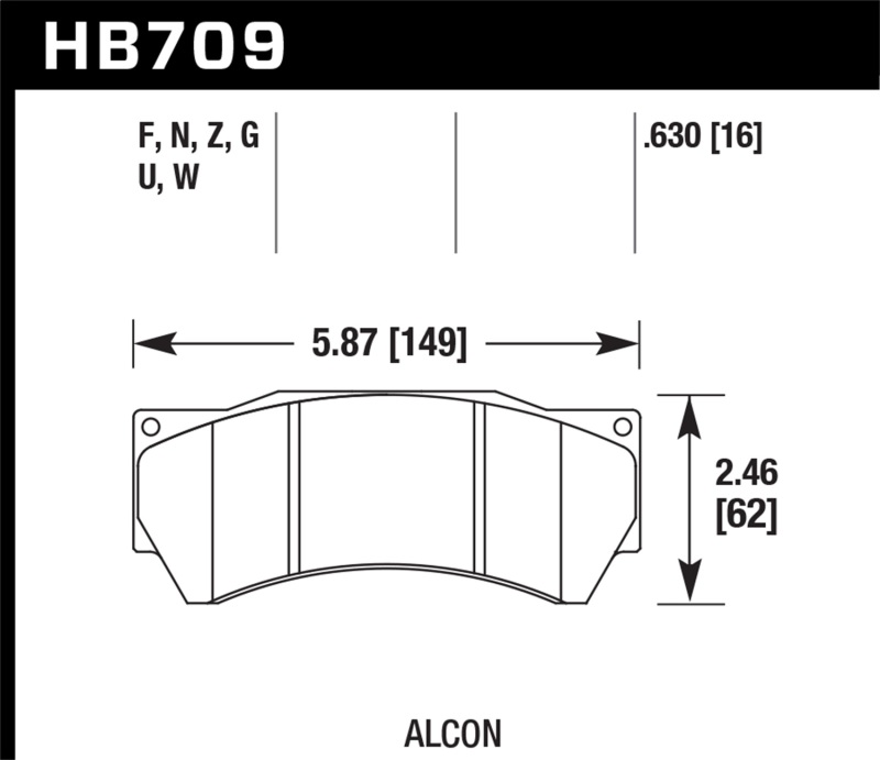 Hawk Performance Alcon Mono 6, Model 4497 DTC-70 Race Brake Pads - HB709U.630