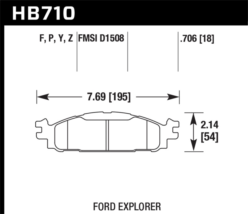 Hawk Ford/Lincoln 11-13 Explorer/09-13 Flex/10-13 Taurus/MKS/MKT Performance Ceramic Brake Pad - HB710Z.706