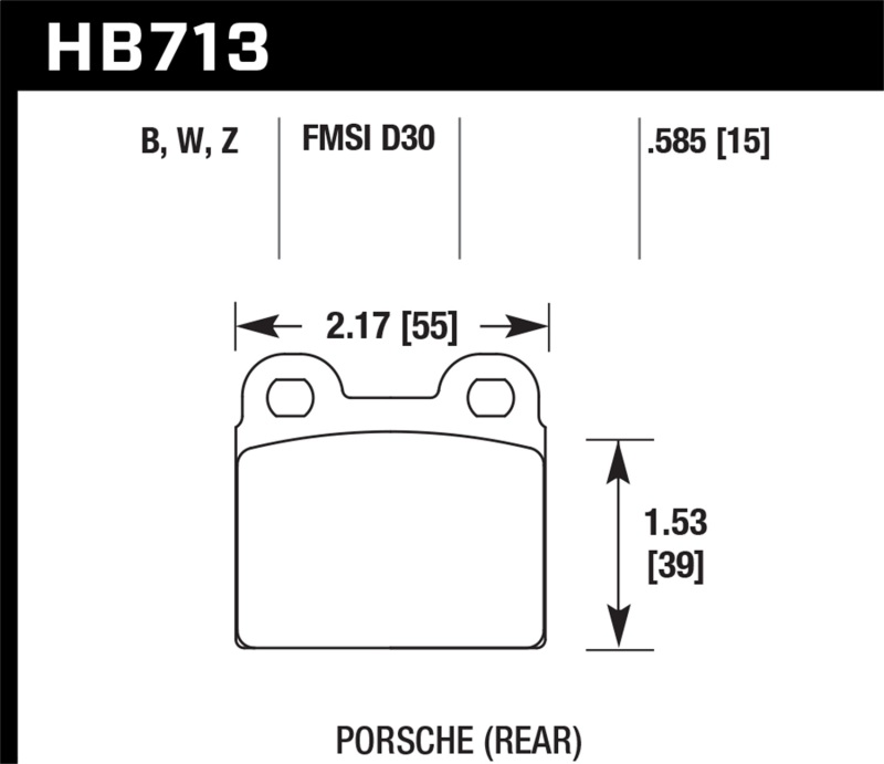 Hawk 65-69 Porsche 911/912 Performance Ceramic Street Rear Brake Pads - HB713Z.585