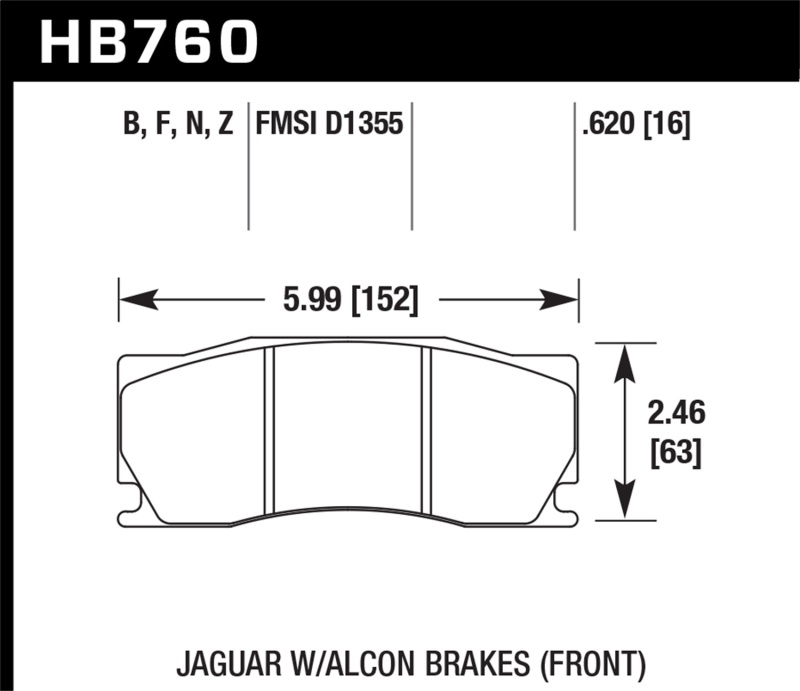 Hawk 08-12 Jaguar XKR w/Alcon Brakes DTC-60 Race Front Brake Pads - HB760G.620