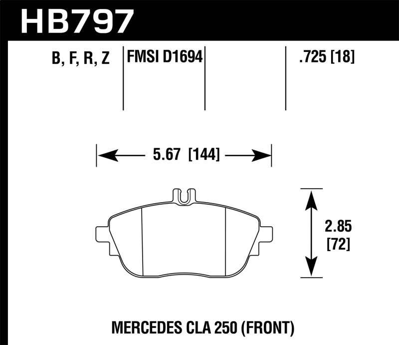 Hawk 17+ Infiniti QX30 Performance Ceramic Street Front Brake Pads - HB797Z.725