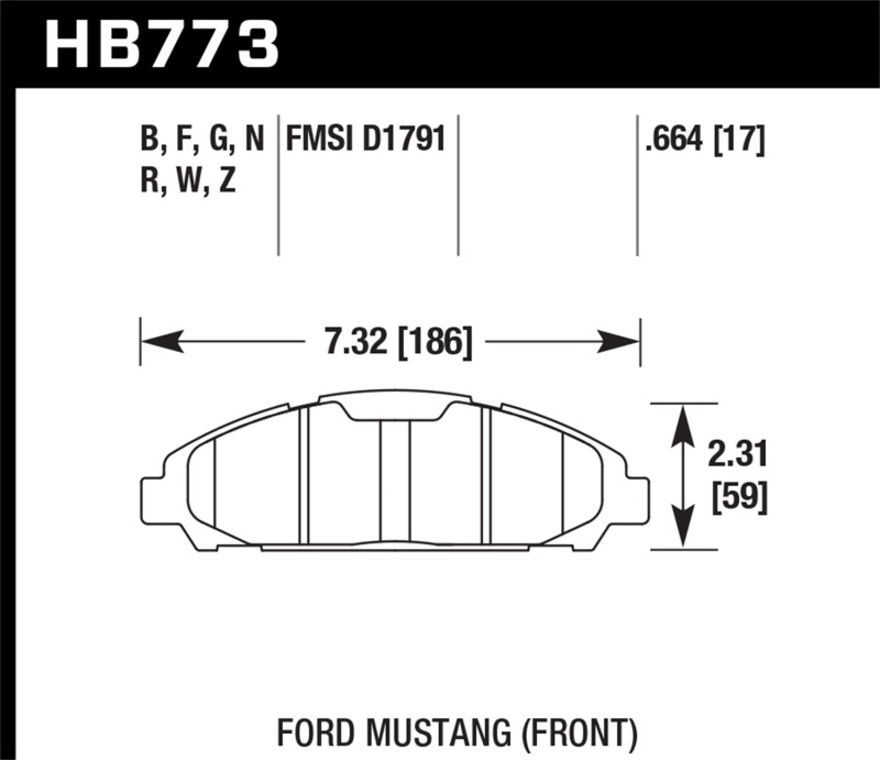 Hawk 15-17 Ford Mustang HP Plus Front Brake Pads - HB773N.664