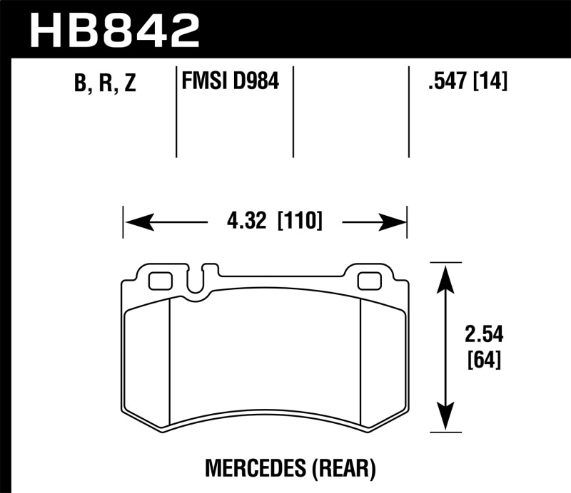 Hawk 05-10 Mercedes SLK Class HPS 5.0 Rear Brake Pads - HB842B.547