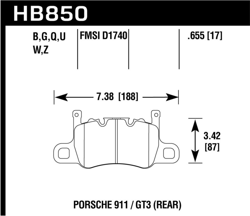 Hawk DTC-80 14-19 Porsche 911 Rear Race Brake Pads - HB850Q.655