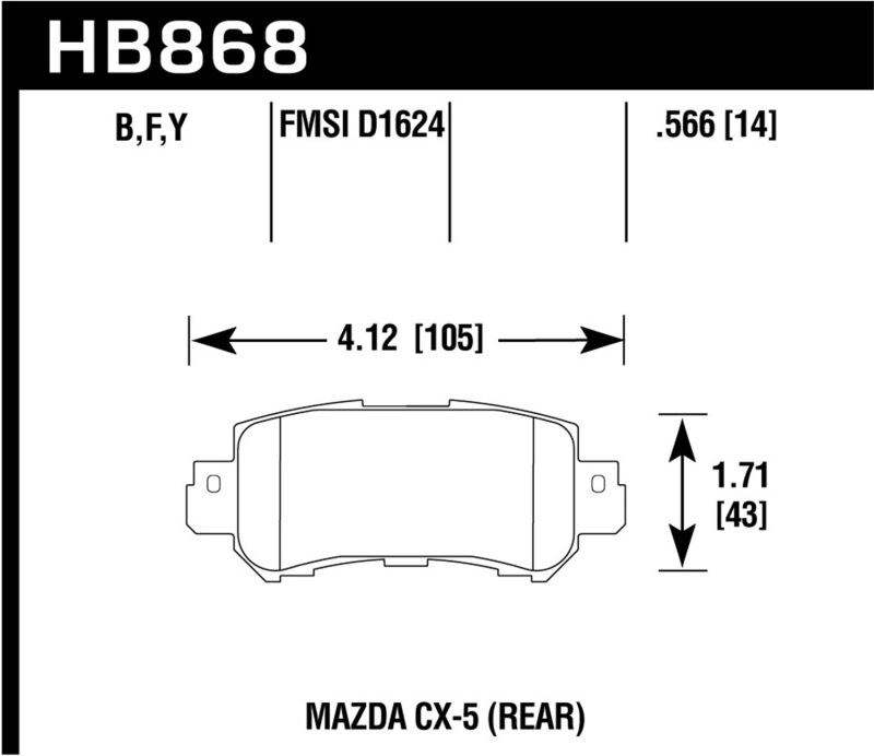 Hawk 16-17 Mazda CX-3 HPS 5.0 Rear Brake Pads - HB868B.566