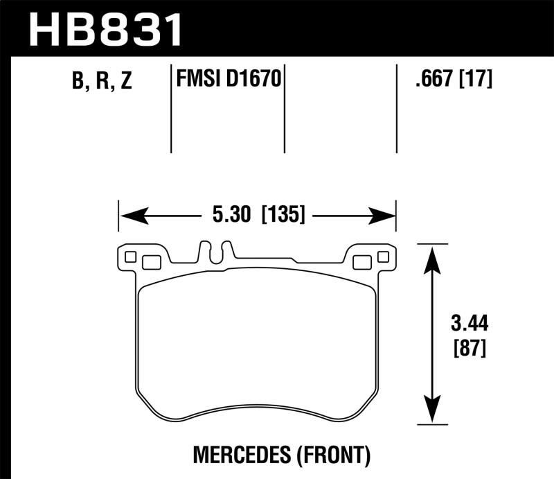 Hawk 13-17 Mercedes-Benz SL550 HPS 5.0 Front Brake Pads - HB831B.667