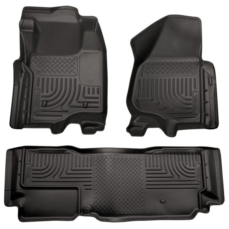 Husky Liners 11-12 Ford SD Super Cab WeatherBeater Combo Black Floor Liners (w/o Manual Trans Case) - 98721