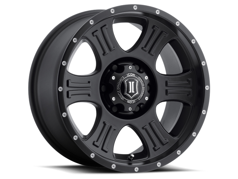 ICON Shield 17x8.5 6x5.5 0mm Offset 4.75in BS 106.1mm Bore Satin Black Wheel - 1017858347SB