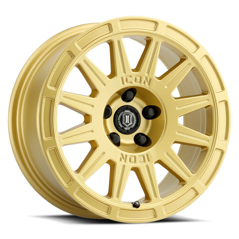 ICON Ricochet 15x7 5x100 15mm Offset 4.6in BS 56.1mm Bore Gloss Gold Wheel - 7015705046GG