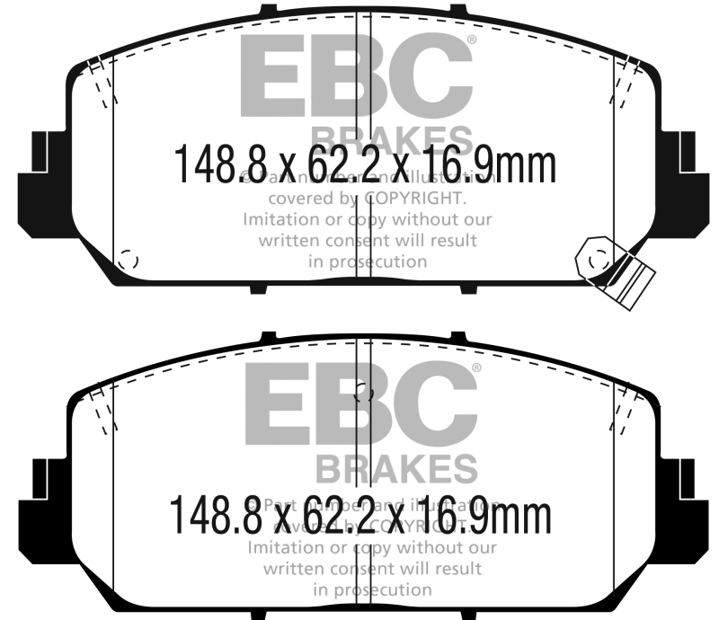 EBC 16+ Acura ILX 2.4 Yellowstuff Front Brake Pads - DP43049R