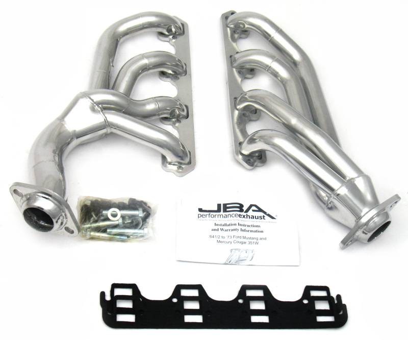 JBA 65-73 Ford Mustang 351W SBF w/T-5/Cable Clutch 1-5/8in Primary Silver Ctd Mid Length Header - 1655SJS