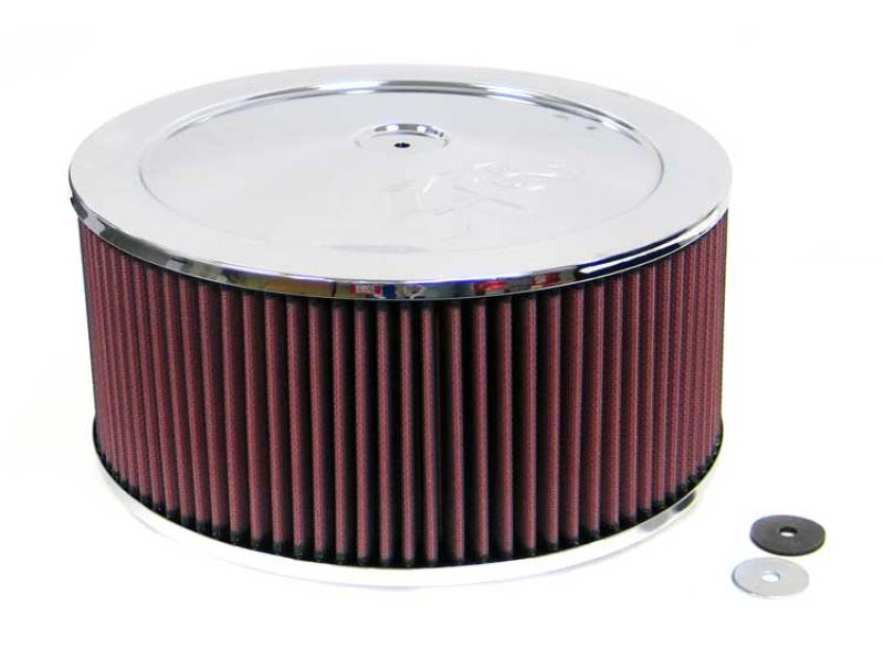 K&N 14in. Red Custom Air Cleaner Assembly - 5.125in. Flange x 11in OD x 7.25in. H w/Vent - 60-1210