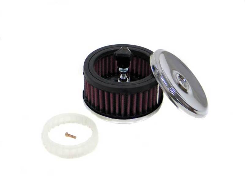 K&N 4in Round x 3in Overall Height Red Custom Air Cleaner Assembly (for use on Nostalgia Engines) - 60-0403