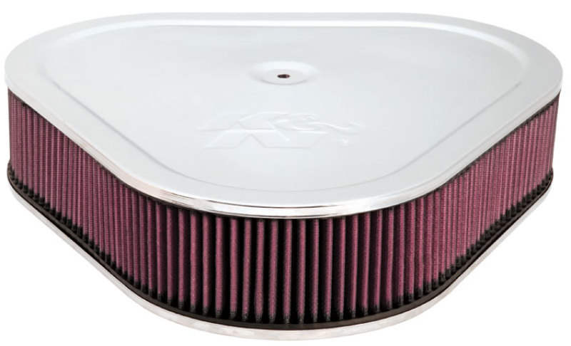 K&N Triangle Air Cleaner Assembly - Red - Size 14in - 5.125in Neck Flange x 3in Height - 60-1470