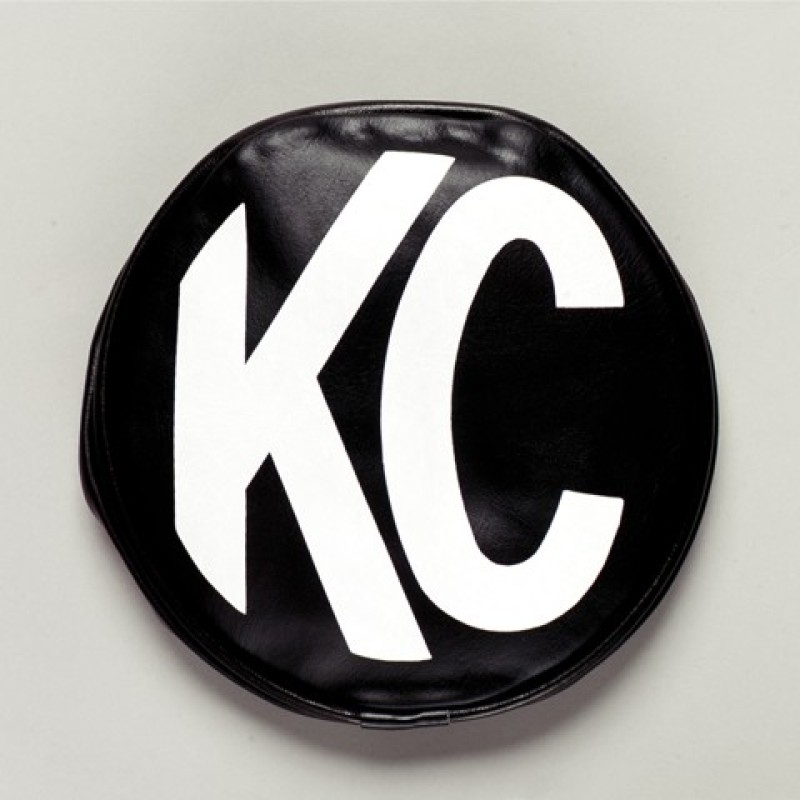 KC HiLiTES 8in. Round Soft Cover (Pair) - Black w/White KC Logo - 5800
