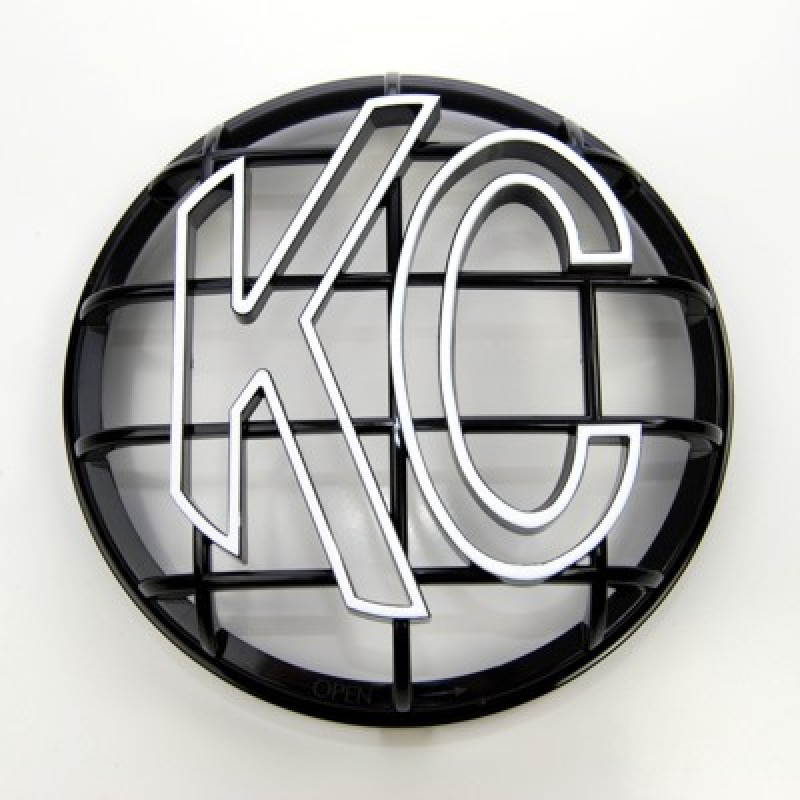 KC HiLiTES 6in. Round ABS Stone Guard for Apollo Lights (Single) - Black w/White KC Logo - 7216