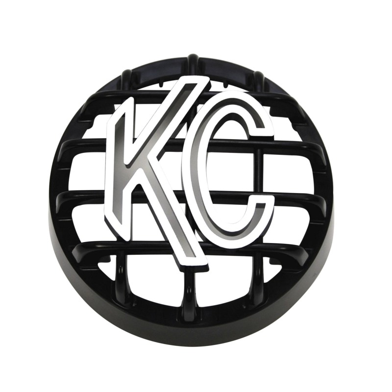 KC HiLiTES 4in. Round ABS Stone Guard for Rally 400 (Single) - Black w/White KC Logo - 7219