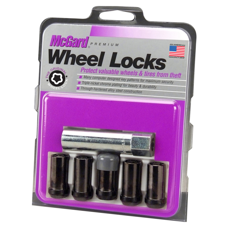 McGard Wheel Lock Nut Set - 5pk. (Tuner / Cone Seat) 1/2-20 / 13/16 Hex / 1.60in. Length - Black - 25540BK