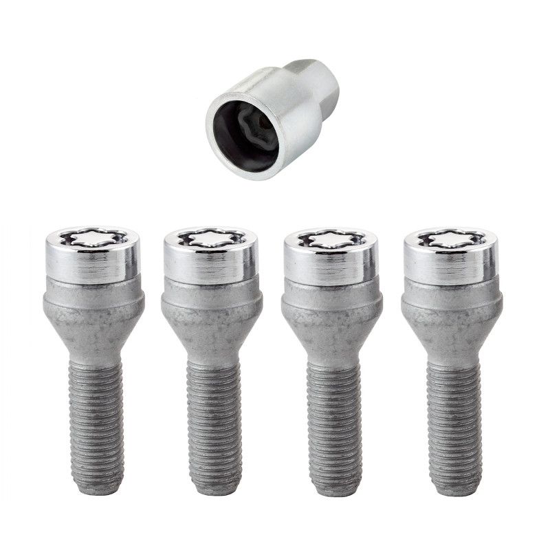 McGard Wheel Lock Bolt Set - 4pk. (Cone Seat) M12X1.5 / 17mm Hex / 31.7mm Shank Length - Chrome - 27015