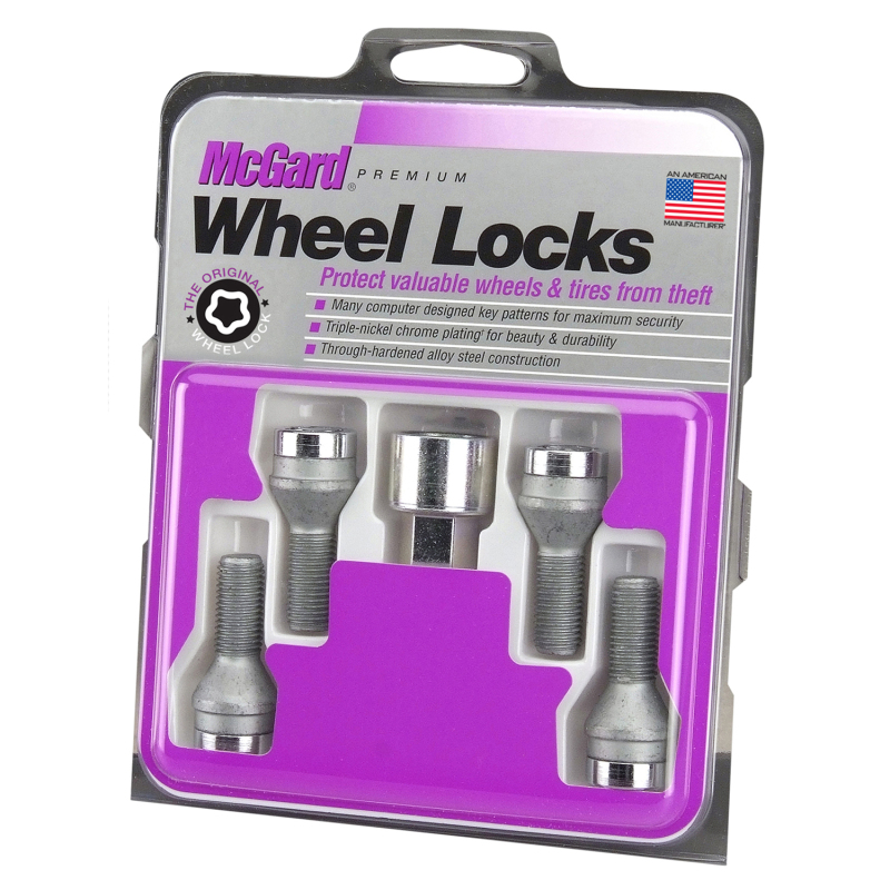 McGard Wheel Lock Bolt Set - 4pk. (Cone Seat) M12X1.75 / 19mm Hex / 28.9mm Shank Length - Chrome - 27186