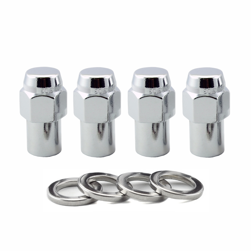 McGard Hex Lug Nut (Reg. Shank - .746in.) 1/2-20 / 13/16 Hex / 1.65in. Length (4-Pack) - Chrome - 61000