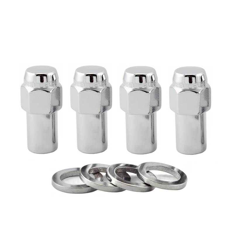 McGard Hex Lug Nut (Long Shank - .946in.) M12X1.5 / 13/16 Hex / 1.85in. Length (4-pack) - Chrome - 62002