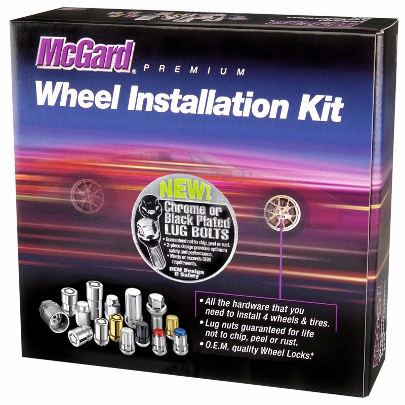 McGard 5 Lug Hex Install Kit w/Locks (Cone Seat Bolt) M12X1.25 / 17mm Hex / 25.6mm Shank L. - Black - 67261BK