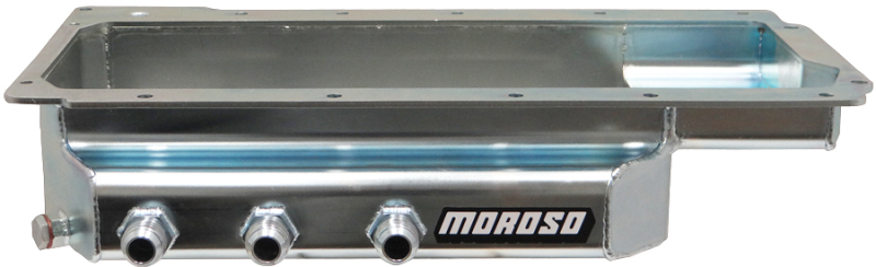 Moroso GM LS (w/Three Right Side Pick Ups) Fabricated Dry Sump 4in Steel Oil Pan - 21156