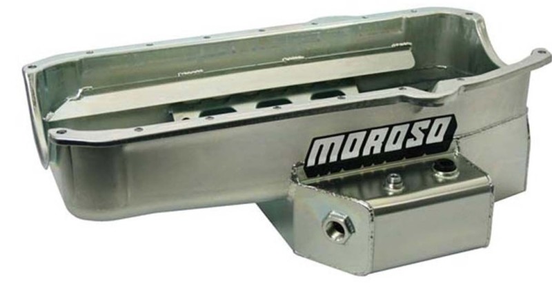 Moroso Pre-80 Chevrolet Small Block (w/2 Piece Seal & Low Clearance) Wet Sump 7qt 7in Steel Oil Pan - 21812