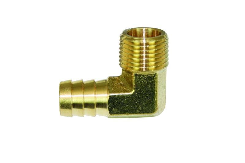 Moroso 90 Degree Fitting - 1/2in NPT to 5/8in Barbed - Brass - Single - 22736