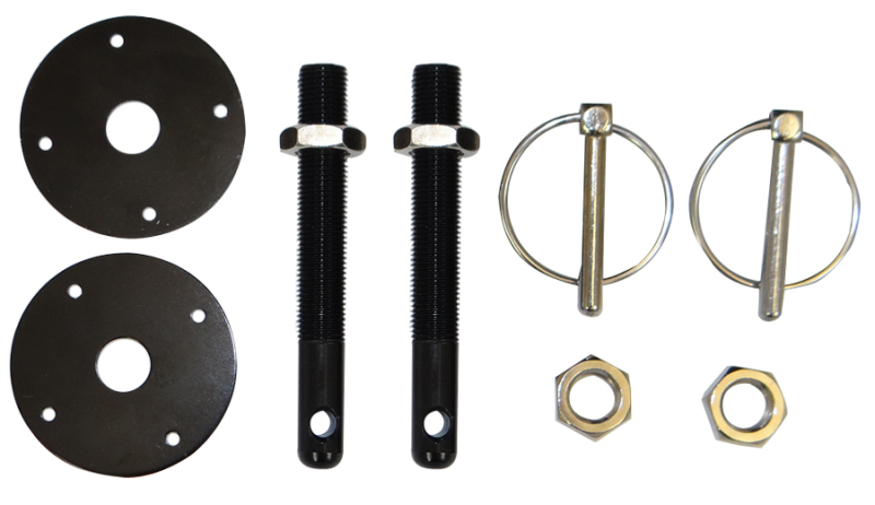 Moroso Hood Pin Set - 1/2in - Aluminum - Black - 2 Pack - 39005