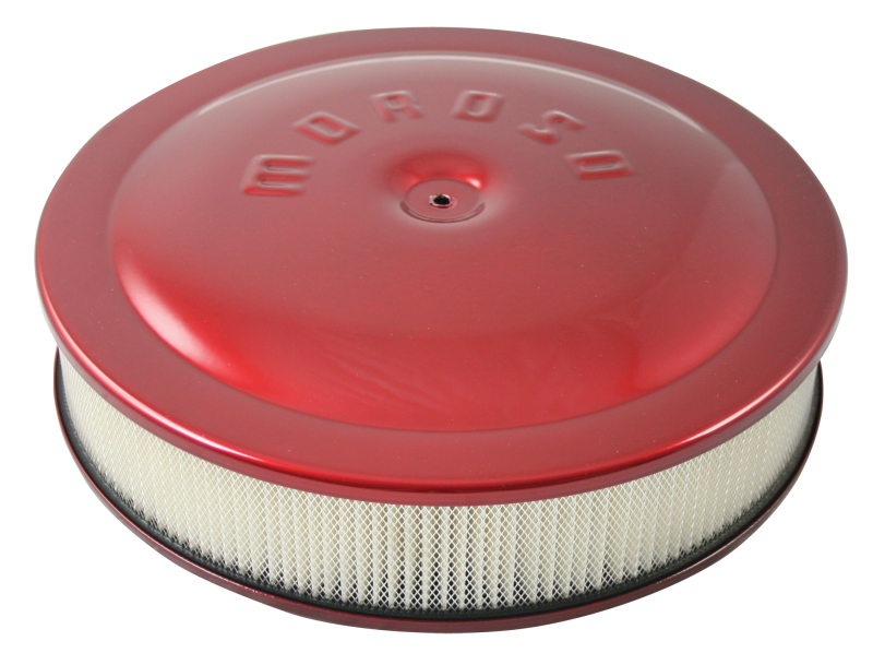 Moroso Racing Air Cleaner - 14in x 3in Filter - Aluminum - Red Powder Coat - 65905