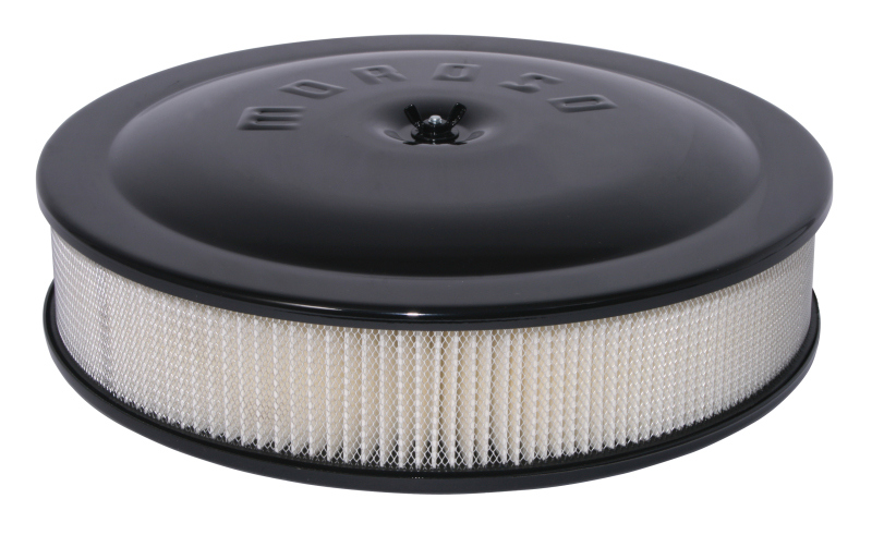 Moroso Racing Air Cleaner - 14in x 3in Filter - Aluminum - Black Powder Coat - 65904