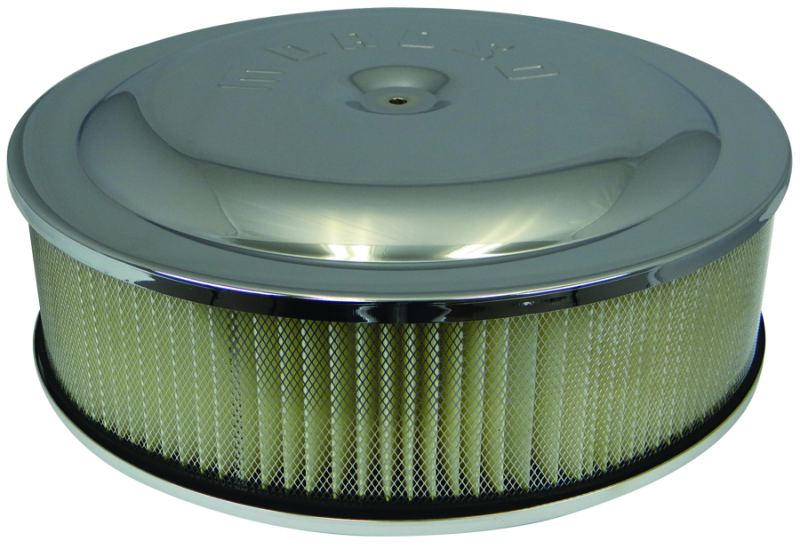 Moroso Racing Air Cleaner - 16in x 4in Filter - Offset - Raised Bottom - Clear Powder Coat - 65928